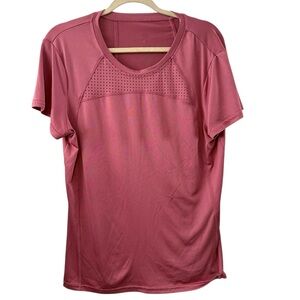 Adrienne Vittadini Large Mauve Pink Activewear Short Sleeve Workout Shirt